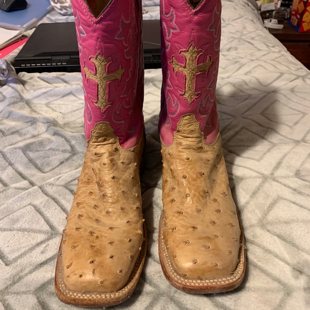 Tony Lama Ostrich boots Size 8
